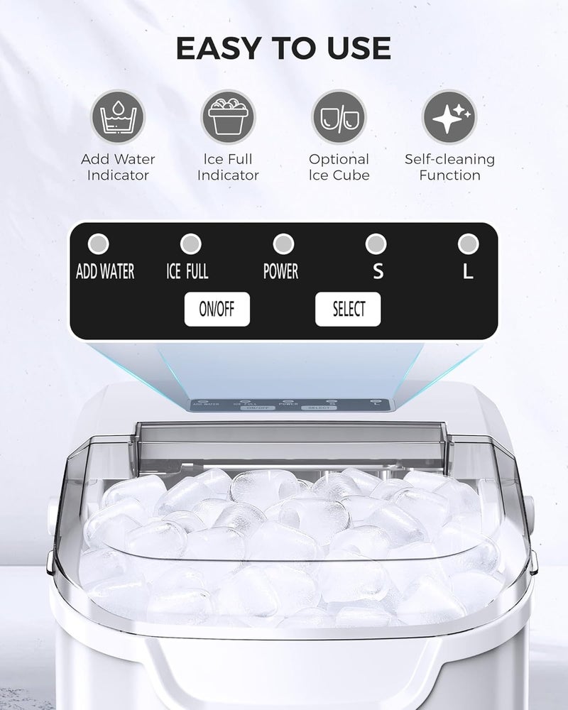 COWSAR Ice Maker Countertop, Portable Ice Machine with Self-Cleaning, 26.5 lbs/24Hrs, 8 Ice Cubes in 6 Mins, Ice Basket and Scoop, Ideal for Home, Kitchen, Bar, Camping - Image 5
